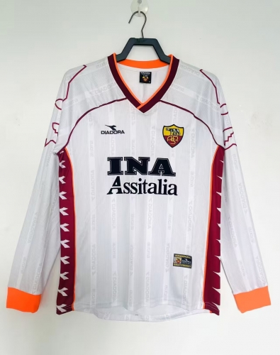 99/00 Retro Version AS Roma Away White LS Thailand Soccer Jersey AAA-811