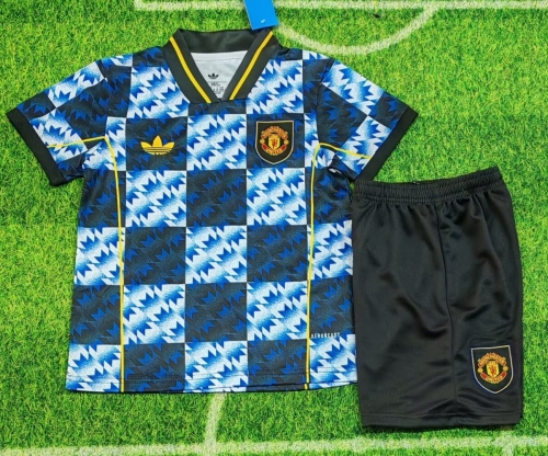 Kids 2026/27 Retro Special Version Man United Blue & White Kids/Youth Soccer Uniform-507