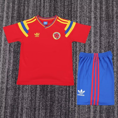 90 Retro Version Colombia Away Red Kids/Youth Soccer Uniform-811