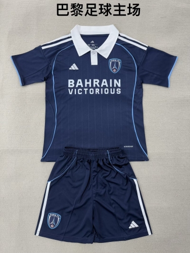 Kids 2025/26 Paris FC Home Royal Blue Kids/Youth Soccer Uniform-208
