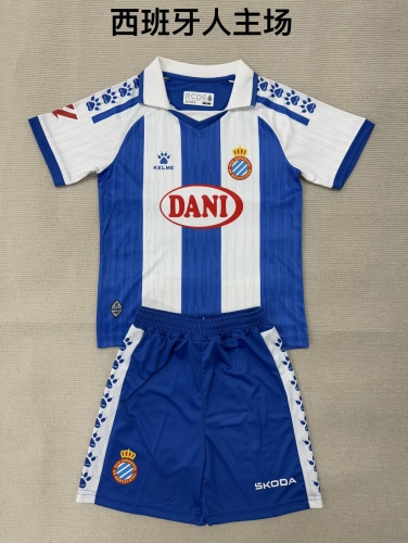 Kids 2025/26 RCD Espanyol Home White & Blue Kids/Youth Soccer Uniform-208