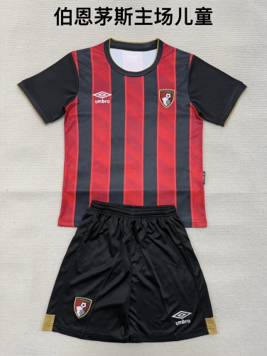 Kids 2025/26 AFC Bournemouth Home Red & Black Kids/Youth Soccer Uniform-208