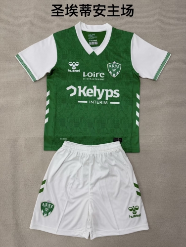 Kids 2025/26 AS Saint-Étienne Home Green Kids/Youth Soccer Uniform-208