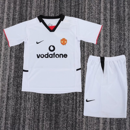 Kids 02/03 Retro Version Man United Away White Kids/Youth Soccer Uniform-811
