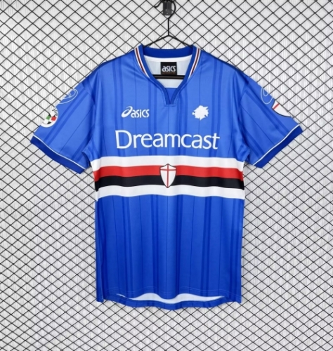 00/01 Retro Version UC Sampdoria Home Blue Thailand Soccer Jersey-503