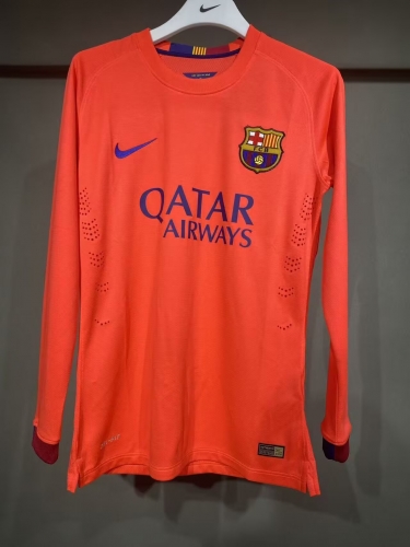 Player Retro Version 14/15 Barcelona Away Orange Thailand LS Soccer Jeesey AAA-703