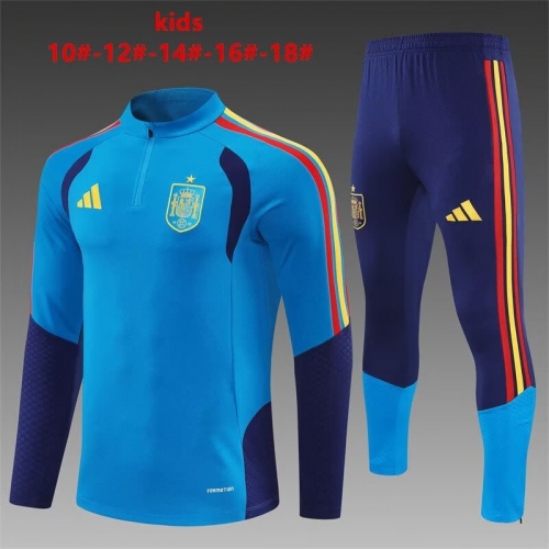 Kids 2026/27 Spain Lake Blue Kids/Youth Thailand Soccer Tracksuit Uniform-801