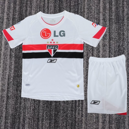Kids 07/08 Retro Version São Paulo FC Home White Kids/Youth Soccer Uniform-811