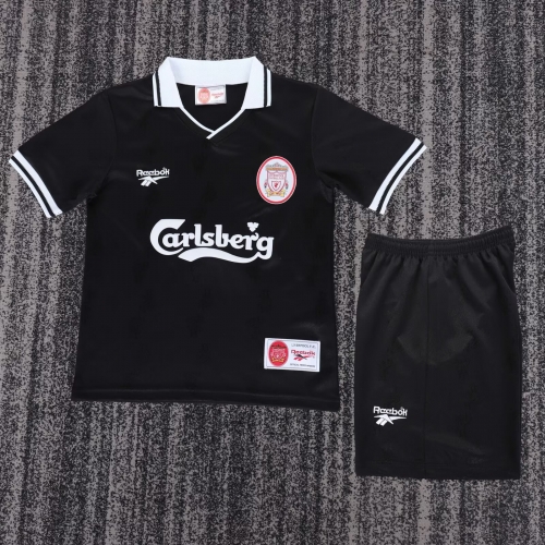 96/97 Retro Version Liverpool 2nd Away Black Youth/Kids Soccer Uniform-811