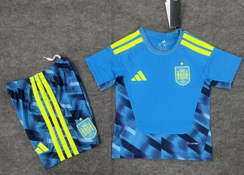 Kids 2026/27 Spain Goalkeeper Blue Kids/Youth Soccer Uniform-SKE/40/530