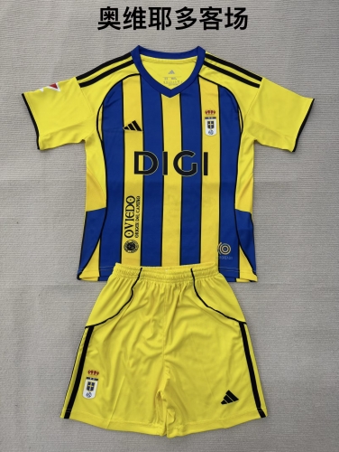 Kids 2025/26 Real Oviedo Away Yellow & Blue Kids/Youth Soccer Uniform-1040/208