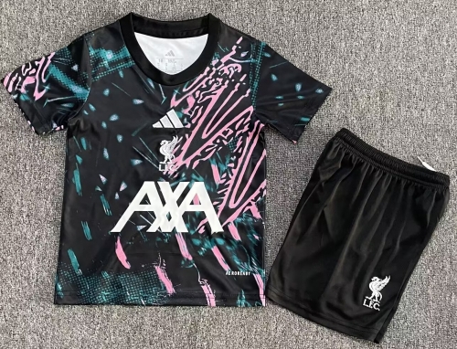 2026/27 Liverpool Black & Green & Pink Youth/Kids Soccer Uniform-1040/522/507