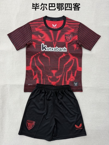 Kids 2025/26 Athletic Bilbao 4nd Away Red Kids/Youth Soccer Uniform-208