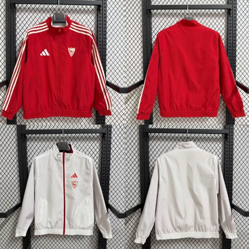 Double-sided 2026/27 Sevilla FC Red & White Windbreaker Hoodies Top-47