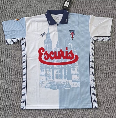 97/99 Retro Version Compostela Home White & Blue Thailand Soccer Jersey AAA-301