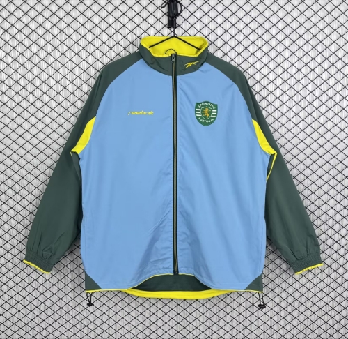 02/03 Retro Version Sporting Lisbon Blue & Green Windbreaker Hoodies Top-503