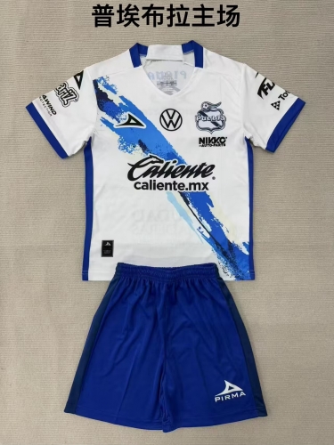 Kids 2025/26 Club Puebla Home White Kids/Youth Soccer Uniform-208