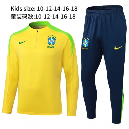 Kids 2025/26 Brazil Yellow Kids/Youth Soccer Tracksuit Uniform-411