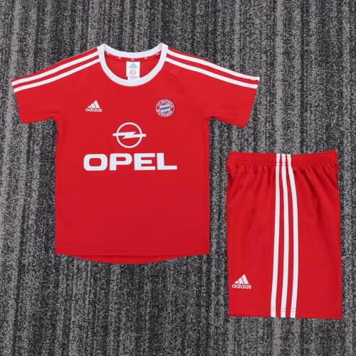 Kids 01-02 Retro Version Bayern München Home Red Kids/Youth Soccer Uniform-811