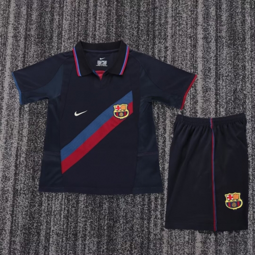 Kids 02/03 Retro Version Barcelona 2nd Away Black Kids/Youth Soccer Uniform-811