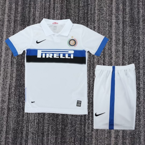 Kids 09/10 Retro Version Inter Milan Away White Kids/Youth Soccer Uniform-811