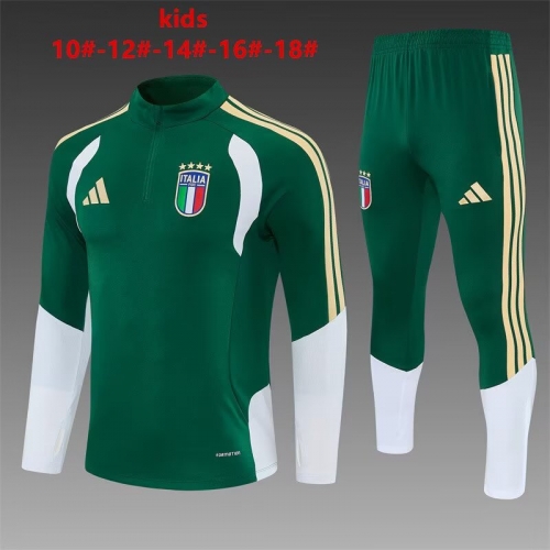 Kids 2026/27 Italy Green Kids/Youth Soccer Tracksuit Uniform-801