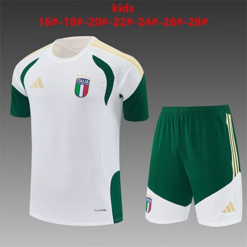 (Size 16-28) 2026/27 Italy White Shorts-Sleeve Kids/Youth Tracksuit Unifom-801
