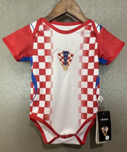 (Size 9/12 )2026-27 Croatia Home White & Red Baby Soccer Uniform-308