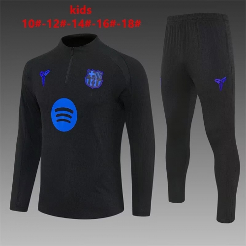 Kids 2025/26 Jointed Version Barcelona Black Kids/Youth Thailand Soccer Uniform-801