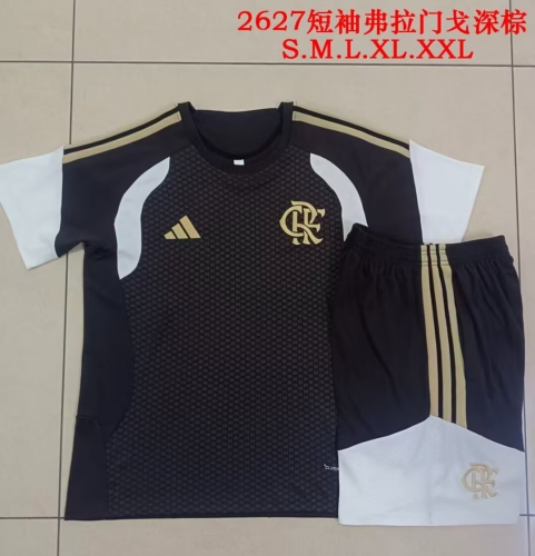 2026/27 Flamengo Dark Brown Shorts-Sleeve Soccer Tracksuit Uniform-815
