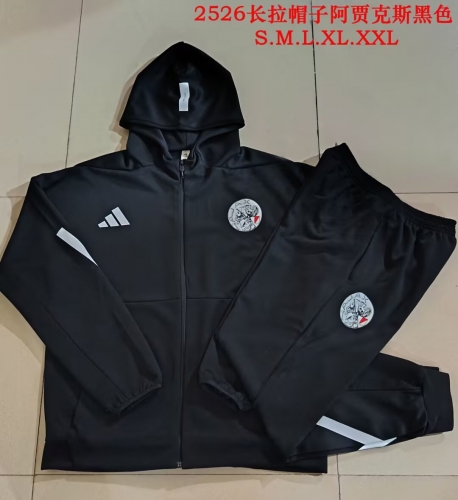 2025/26 Ajax Black Thailand Soccer Jacket Uniform With Hat-815
