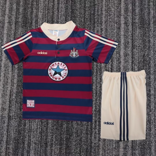 Kids 95/97 Retro Version Newcastle United Away Red & Blue Kids/Youth Soccer Uniform-811