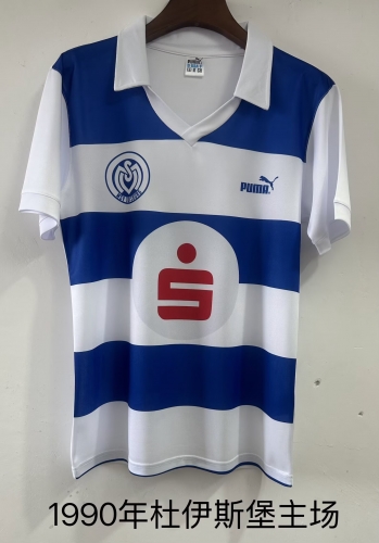 1990 Retro Version MSV Duisburg Home Blue & White Thailand Soccer Jersey AAA-709