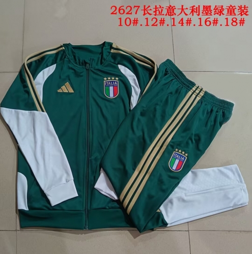Kids 2026/27 Italy Dark Green Kids/Youth Jacket Unifom-815