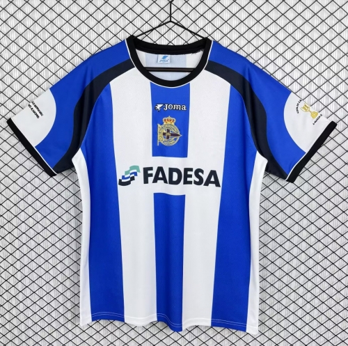 01/02 Retro Version Deportivo La Coruña Home Blue & White Thailand Soccer Jersey AAA-503