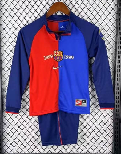 Kids 1899/1999 Century Retro Version Barcelona Blue & Red LS Kids/Youth Soccer Uniform-811