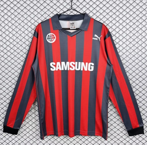 91/92 Retro Version Frankfurt Home Red & Black LS Thailand Soccer Jersey AAA-503
