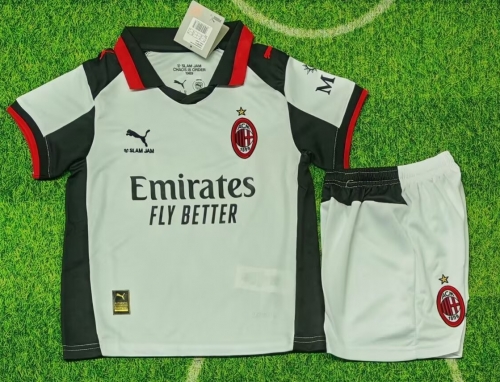 Kids 2025/26 AC Milan 4nd Away Light Gray Kids/Youth Soccer Uniform-123