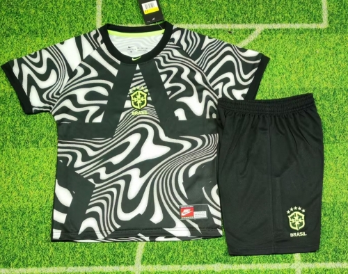 Kids 2026/27 Brazil Goalkeeper Black & Gray Kids/Youth Soccer Uniform-507