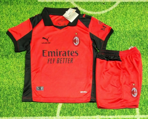 Kids 2025/26 AC Milan 3nd Away Red Kids/Youth Soccer Uniform-507