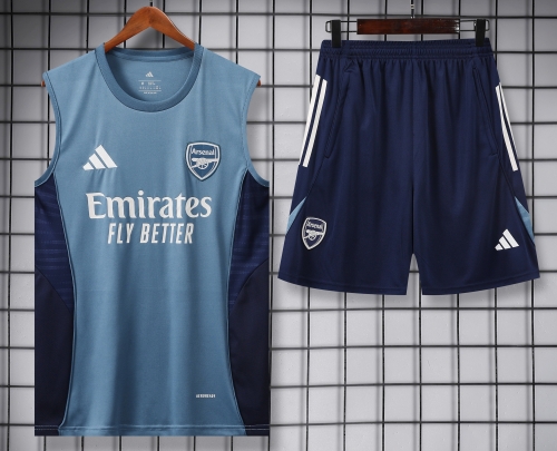 2025/26 Arsenal Gray & Blue Thailand Soccer Training Vest Set-418