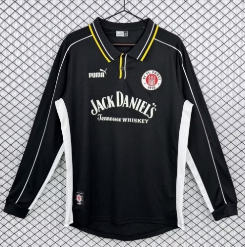 99-00 Retro Version FC St. Pauli Away Black LS Thailand Soccer Jersey AAA-503