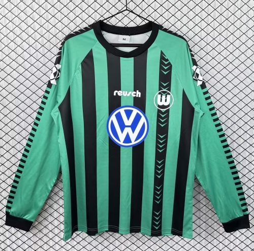 94/95 VfL Wolfsburg Away Black & Green LS Thailand Soccer Jersey AAA-503