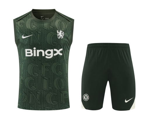2025/26 Chelsea Dark Green Thailand Soccer Training Vest Set-418