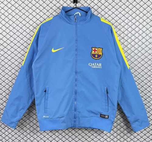 (Size S-2XL) 15/16 Retro Version Barcelona Blue Windbreaker Hoodies Top-503