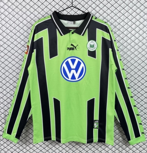 99/00 VfL Wolfsburg Away Black & Green LS Thailand Soccer Jersey AAA-503