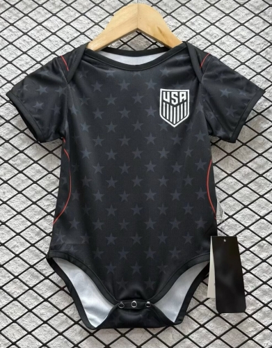 (Size 9/12 )2026/27 United State Away Black Baby Soccer Uniform-308