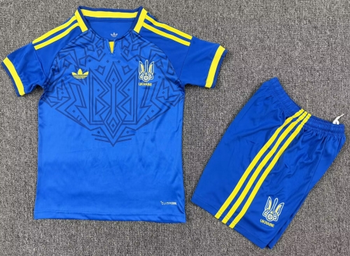 Kids 2026/27 Ukraine Away Blue Kids/Youth Soccer Uniform-1040