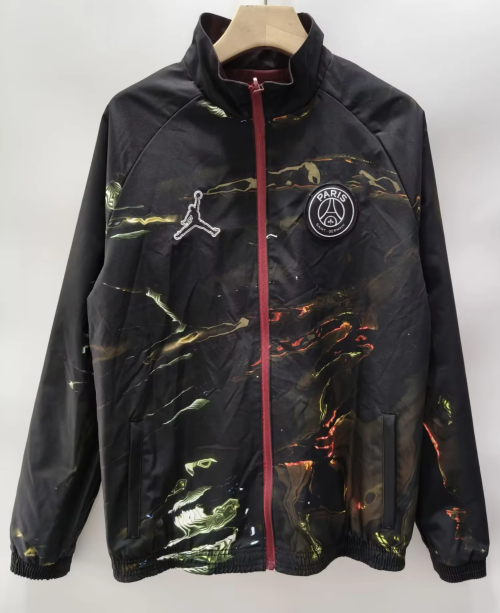 Double-Sided 2026-27 Paris SG Black & Red Windbreaker Hoodies Top-XH