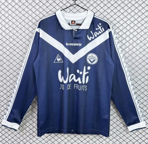 96/97 Retro Version Bordeaux Home Royal Blue LS Thailand Soccer Jersey-503